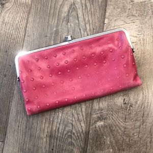 Hobo Lauren Clutch Wallet Hot Pink Embossed Print